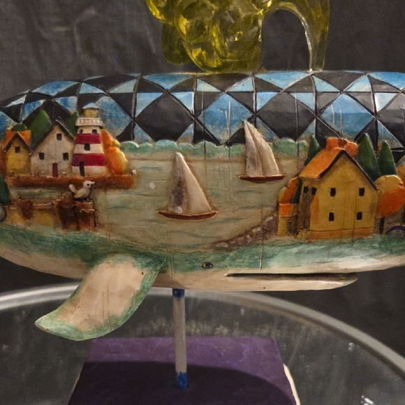 Jim Shore Blue and Yellow Whale Sculpture - Picture 4 of 5